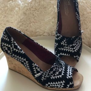 Toms wedges Black/ Silver